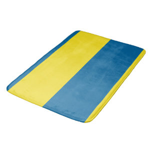 Stripes Blue & Yellow Customizable Bath Mat