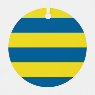 Stripes   Blue & Yellow   Customizable Christmas Ornament
