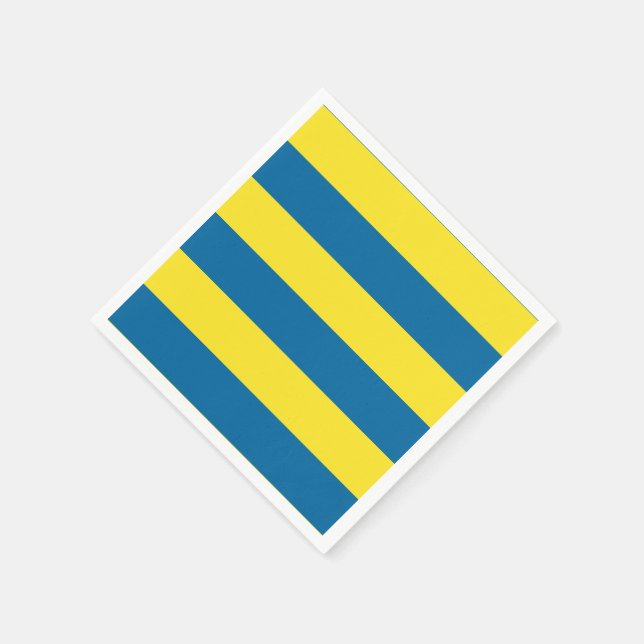 Stripes | Blue & Yellow | Customizable Paper Napkins (Corner)