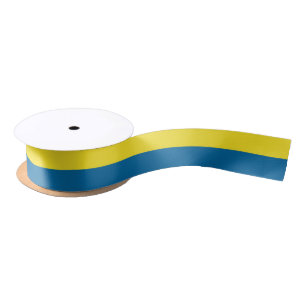 Stripes Blue & Yellow Customizable Satin Ribbon