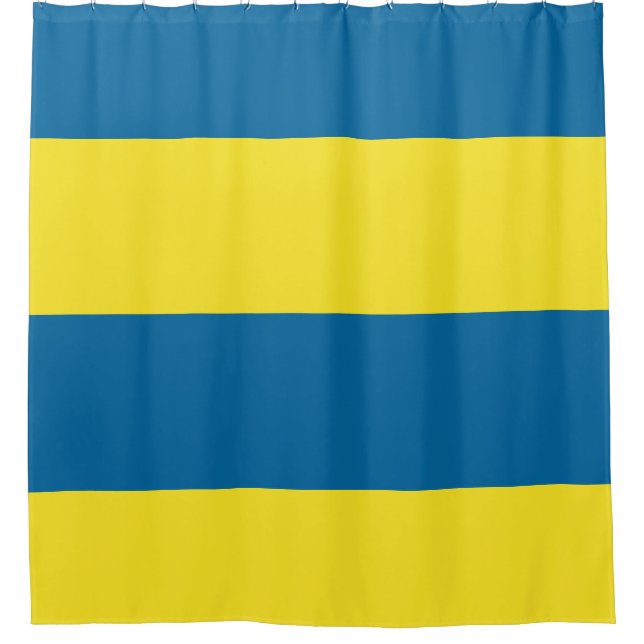 Stripes | Blue & Yellow | Customizable Shower Curtain (Front)