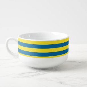 Stripes   Blue & Yellow   Customizable Soup Mug