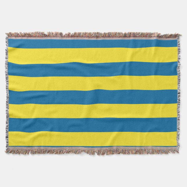 Stripes | Blue & Yellow | Customizable Throw Blanket (Front)