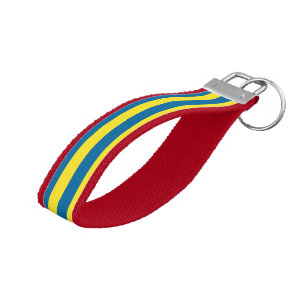 Stripes Blue & Yellow Customizable Wrist Keychain