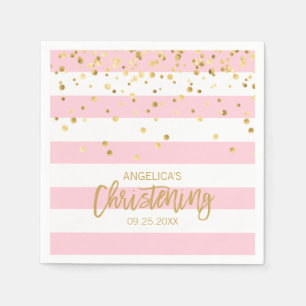 Stripes Blush Pink Rose Gold CHRISTENING Napkins