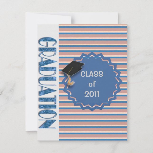Stripes Book Graduation Invitation (Front)
