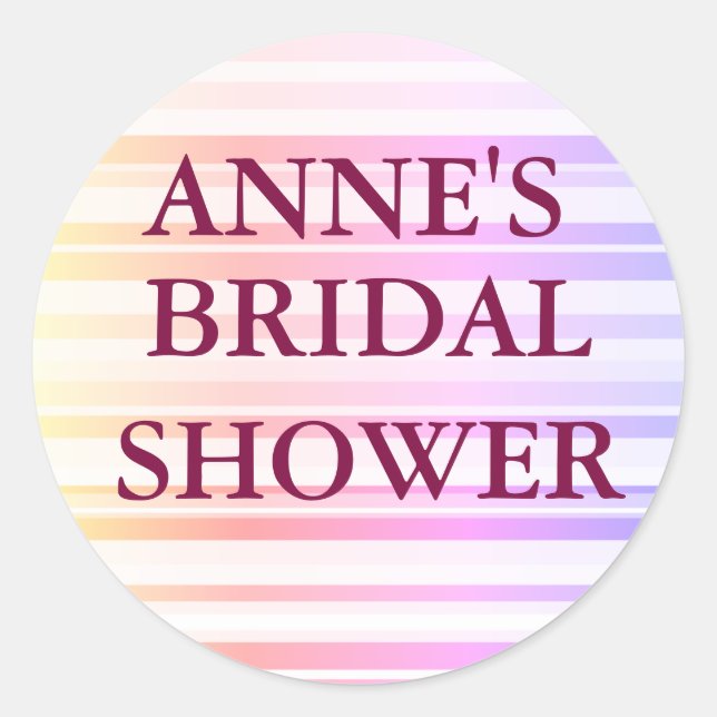 Stripes Bridal Shower Classic Round Sticker (Front)