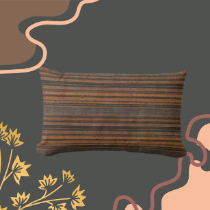 Stripes Brown, Rust, Grey  Lumbar Pillow
