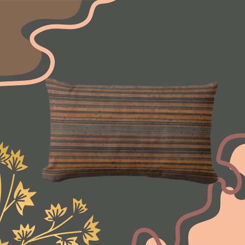 Stripes Brown Rust Grey  Lumbar Pillow