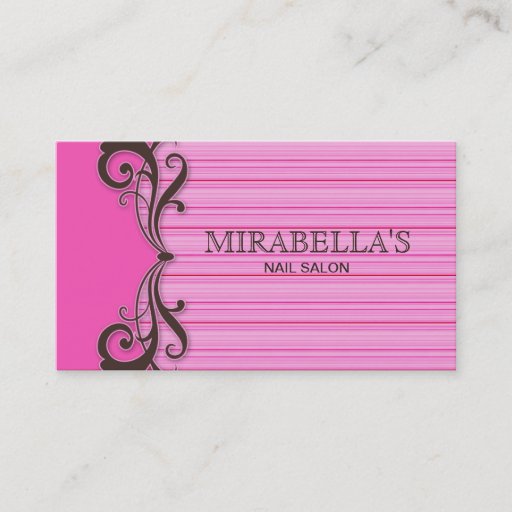 Customizable Stripes Business Card Swirl Pink Brown