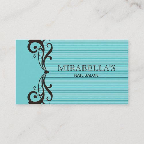 Stripes Business Card Swirl Turquoise blue Brown