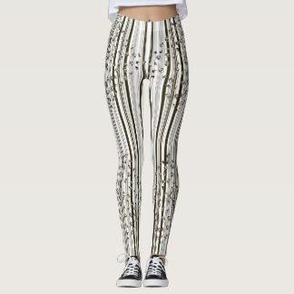 Stripes - BW with bells and teapots Leggings