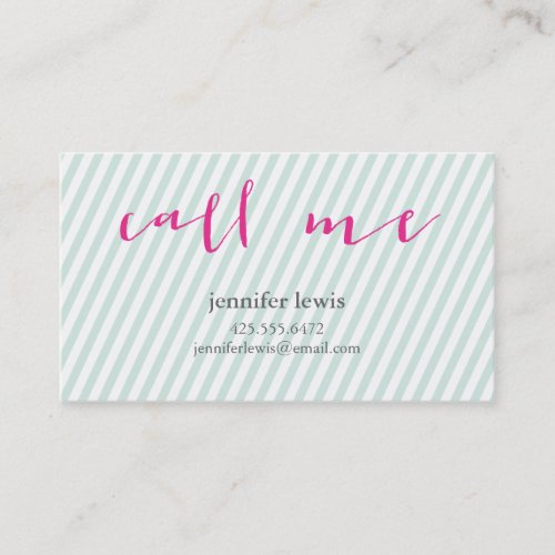 Stripes Call Me Personal Calling Card Business Cards