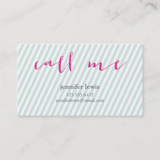 Customizable Stripes Call Me Personal Calling Card Business Cards