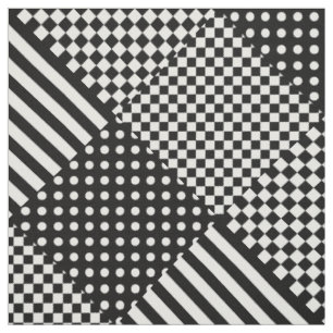 Stripes Check Harlequin Polka Dots Mixed Design Fabric