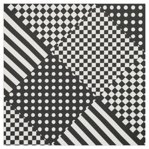 Stripes Check Harlequin Polka Dots Mixed Design Fabric