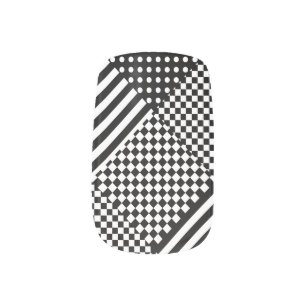 Stripes Check Harlequin Polka Dots Mixed Design Minx Nail Art