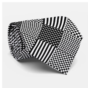 Stripes Check Harlequin Polka Dots Mixed Design Neck Tie