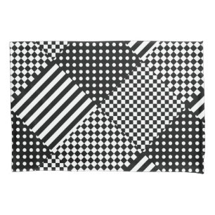Stripes Check Harlequin Polka Dots Mixed Design Pillow Case