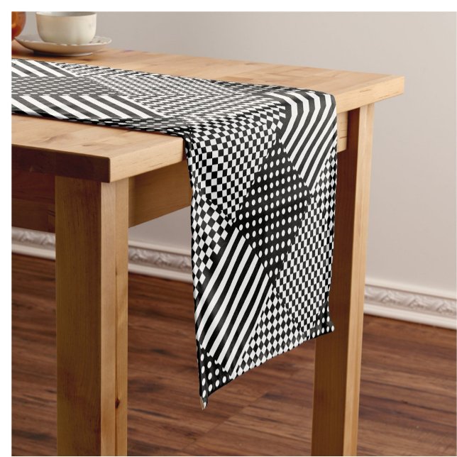 Stripes Check Harlequin Polka Dots Mixed Design Short Table Runner (Creator Uploaded)