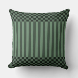 Stripes & Checker In Shades Of Grey Throw Pillow