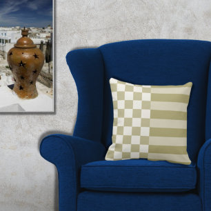 Stripes&Checker Shades Of Brown Throw Pillow