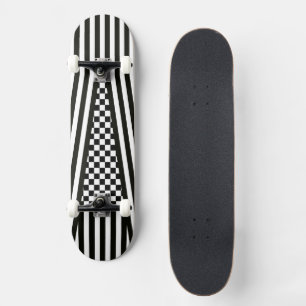 Stripes & Checkered b&w Skateboard