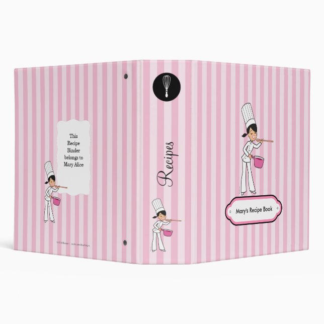 Stripes Chef Recipe Album 2" Binder Organizer (Background)