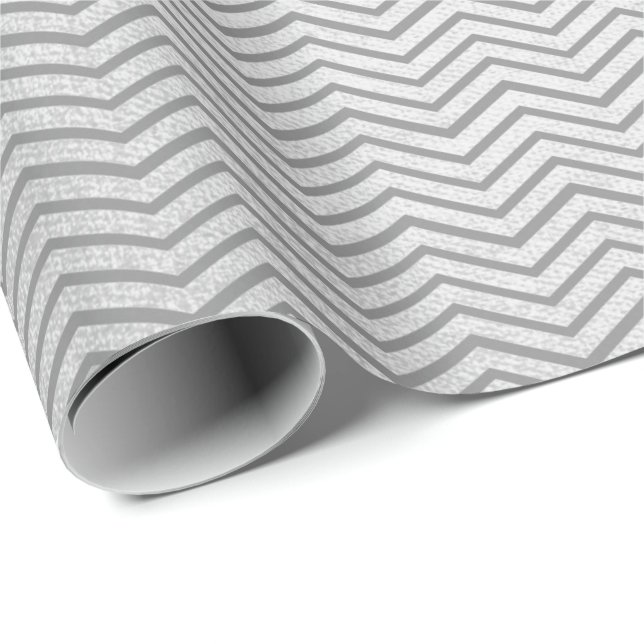 Stripes Chevron Lines Silver Graphite Vip Gray Wrapping Paper (Roll Corner)