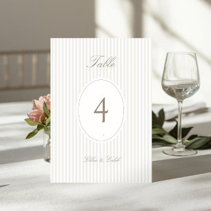 Stripes   Chic Oval Script Wedding Table Number
