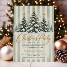 Stripes Christmas Tree With Snowy Holiday Party