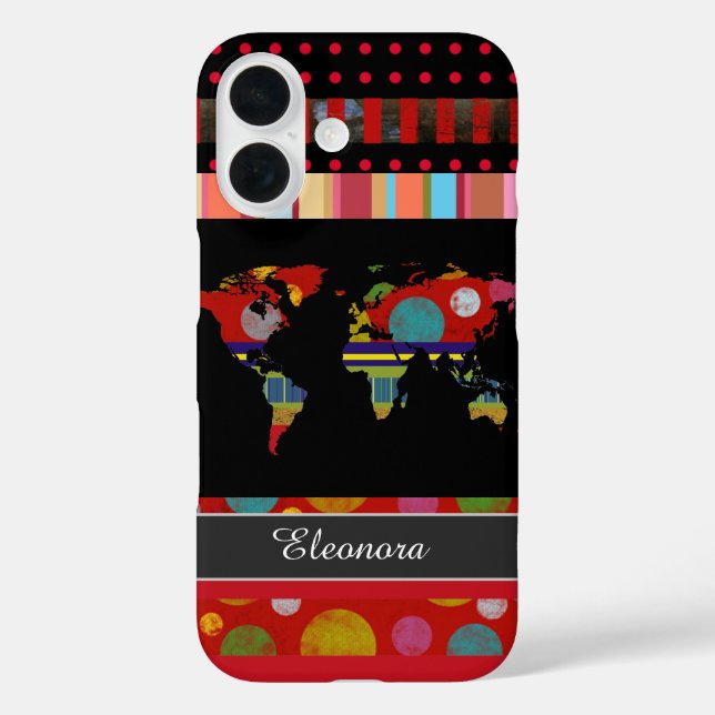 Stripes, Circles and Map Colorful Case-Mate iPhone Case (Back)