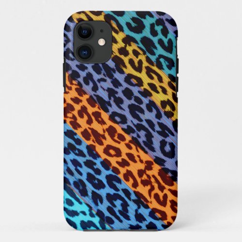 Stripes colorful animal print texture of leopard 2 iPhone 11 case