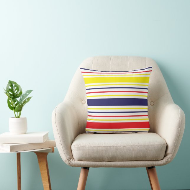 Stripes Colorful Summer Coastal  Throw Pillow (Chair)
