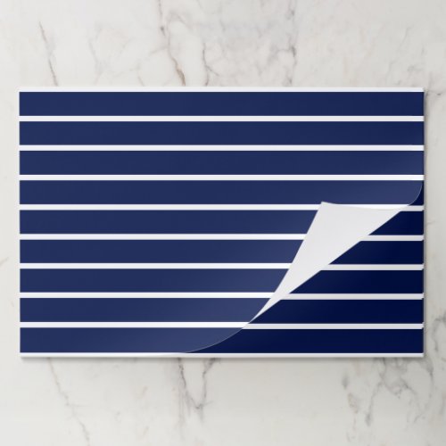 Stripes Dark Navy blue White paper Placemat