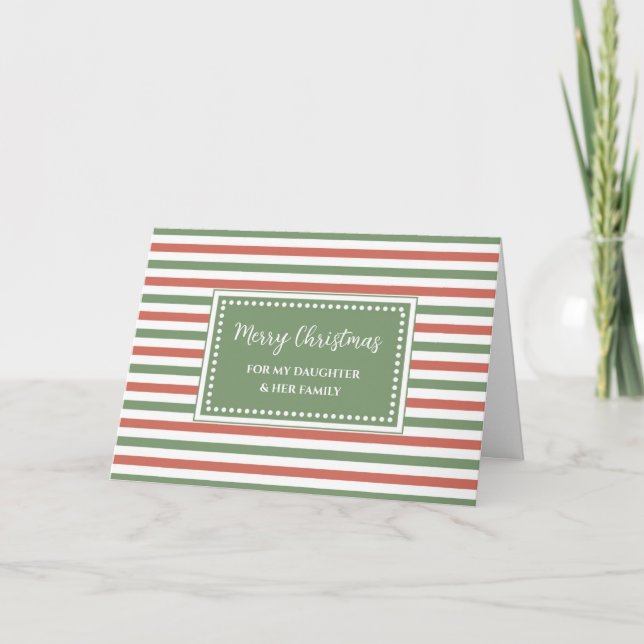 Stripes Daughter & Family Merry Christmas Card (Front)