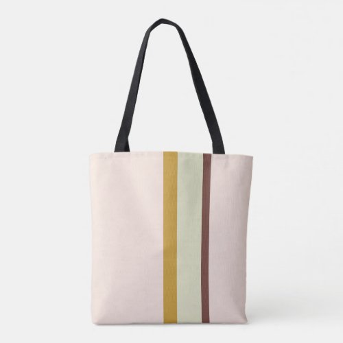 Stripes design natural pink brown green tote bag