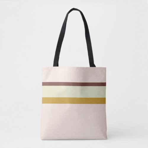 Stripes design natural pink brown green tote bag