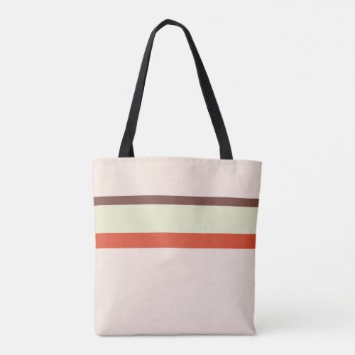 Stripes design natural pink brown red green tote bag