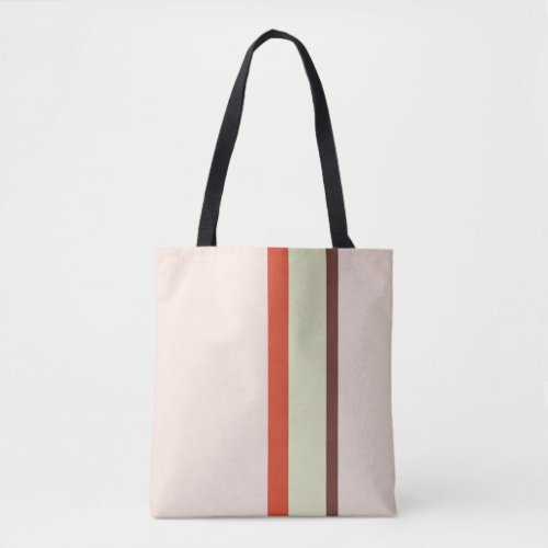 Stripes design natural pink brown red green tote bag