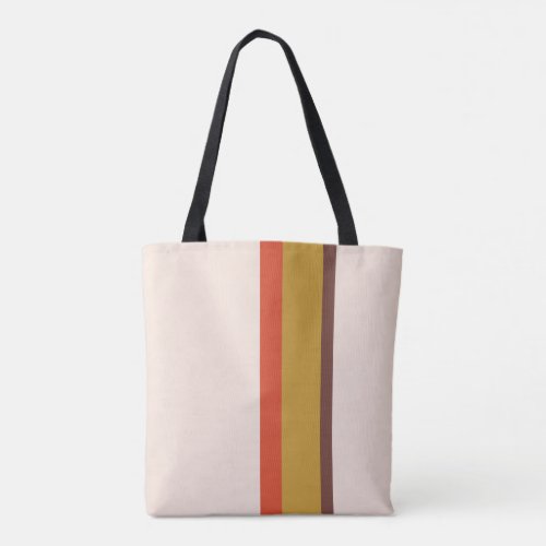 Stripes design natural pink red brown yellow tote bag