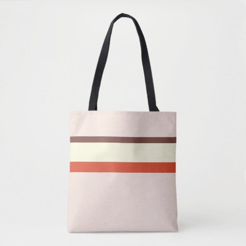 Stripes design natural pink red cream brown tote bag