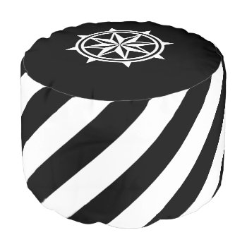 Stripes Diagonal Nautical Black Or Any Color Pouf by shotwellphoto at Zazzle