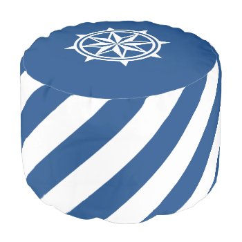 Stripes Diagonal Nautical Blue Or Any Color Pouf by shotwellphoto at Zazzle