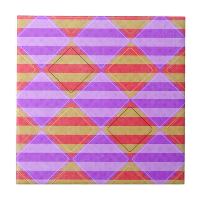 Stripes, Diamonds, Spot Pattern by Shirley Taylor Ceramic Tile (Front)