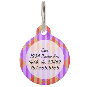 Stripes, Diamonds, Spot Pattern by Shirley Taylor Pet Name Tag