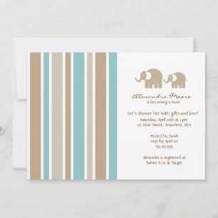 Stripes & Elephants Baby Shower Invitation