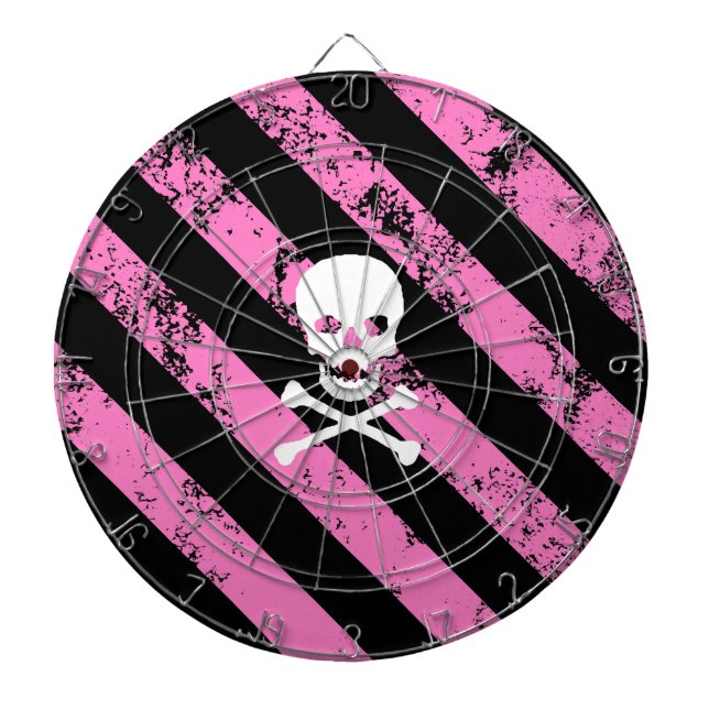 Stripes EMO cracked Skull and bones Dart Board (Front)
