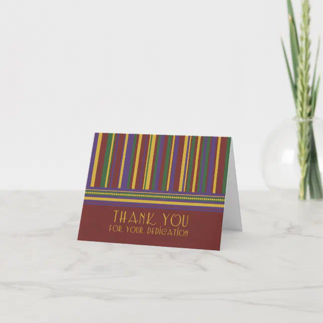 Stripes Employee Appreciation Thank You Card | Zazzle
