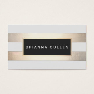 Stripes FAUX Gold Foil and Black Salon Appointment Business Card